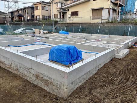 工事中 基礎 19 基礎工事,建築現場,鉄筋の写真素材