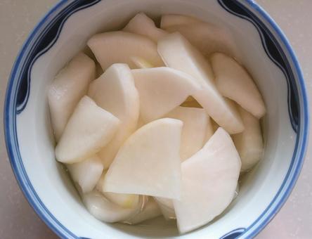 白い大根漬け 大根づけ,白い,漬物の写真素材