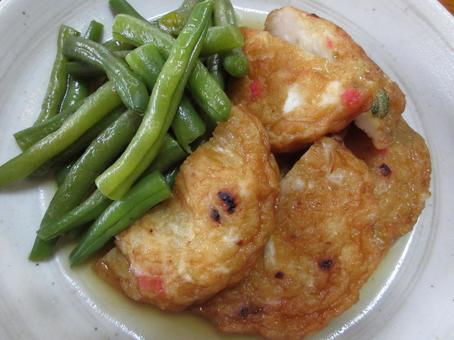 Photo, simmered fish cakes and kidney beans, simmered dish, side dish, 