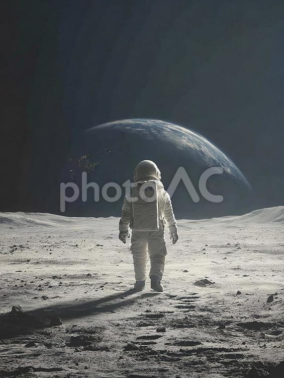 宇宙の探求者：月面からの眺め 宇宙飛行士,月面,宇宙の写真素材