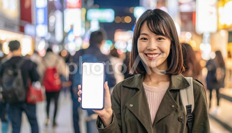 スマホを持つ日本人の若い女性 女性,アジア人,ネットショッピングの写真素材