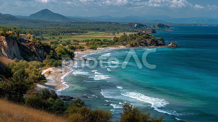 波が打ち寄せる美しい砂浜 ビーチ,海,波の写真素材