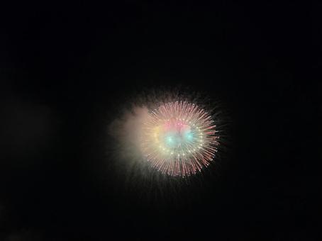 Photo, fireworks, smoke, night view, 