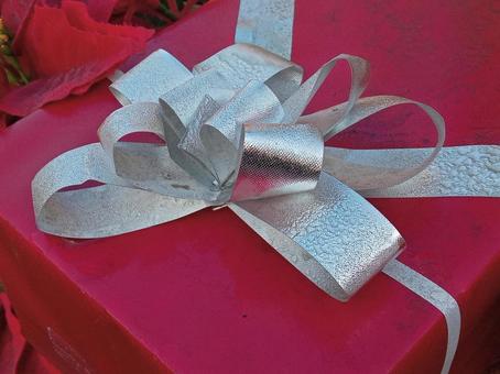 屋外に置かれたクリスマスプレゼント クリスマスプレゼント,リボン,箱の写真素材