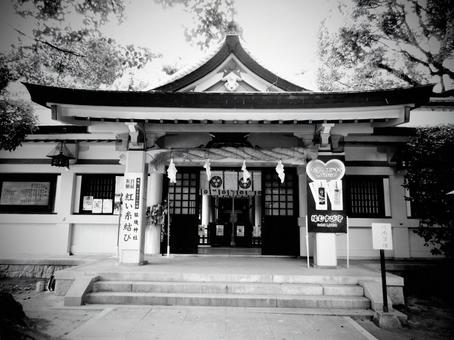 愛知県-真清田神社-服織神社-白黒 真清田神社,神社,尾張国の写真素材