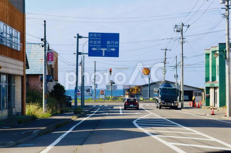 神威岬の街並み 神威岬,積丹,海の写真素材