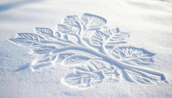 雪原に描かれた葉の模様 雪原に描かれた葉の模様の写真