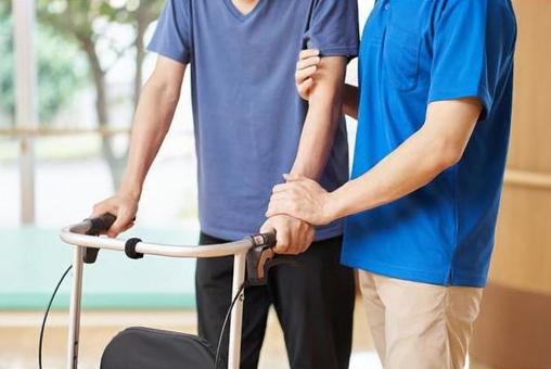 Elderly people walking with walking assistance Elderly people walking with walking assistance