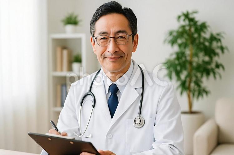 やさしい表情の精神科医・心療内科・相談 精神科医,心療内科,医師の写真素材