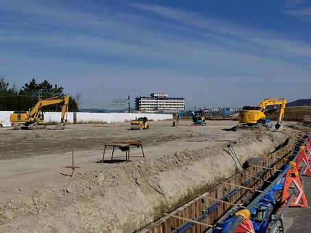 工事現場 ユンボ,重機,シャベルカーの写真素材