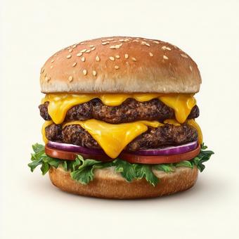 食欲をそそる本格チーズハンバーガーの写真