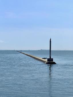 木曽川導流堤 導流堤,木曽川,揖斐川の写真素材