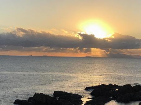 房総の夕陽 千葉,房総,夕日の写真素材