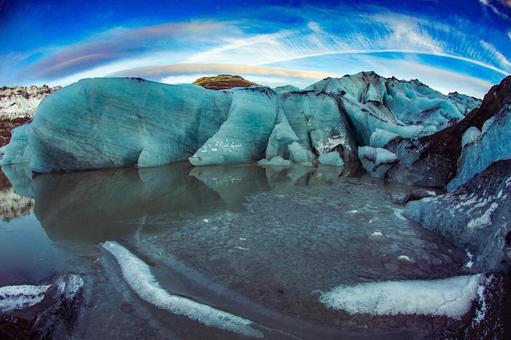 スカフタフェットル氷河の湖 氷河,湖,青空の写真素材