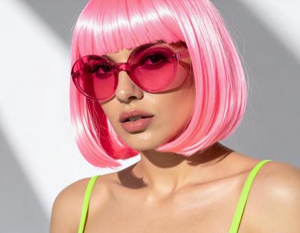 ビッグフレームサングラスの女性 ビッグフレームサングラスの女性の写真