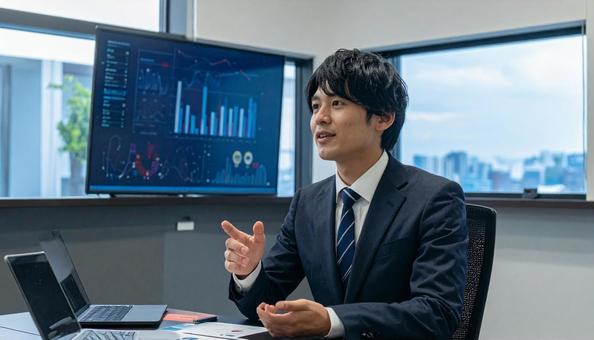 営業するビジネスマンの写真