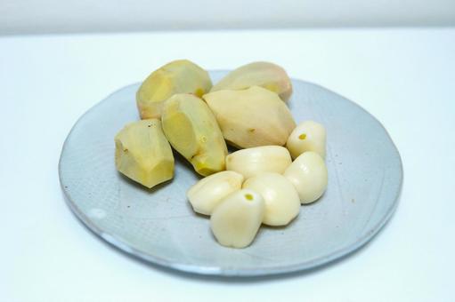 生姜とにんにく しょうが,新生姜,ジンゲロールの写真素材