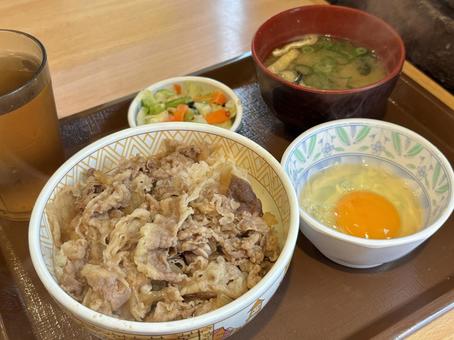 牛丼セット 肉,肉料理,牛丼の写真素材