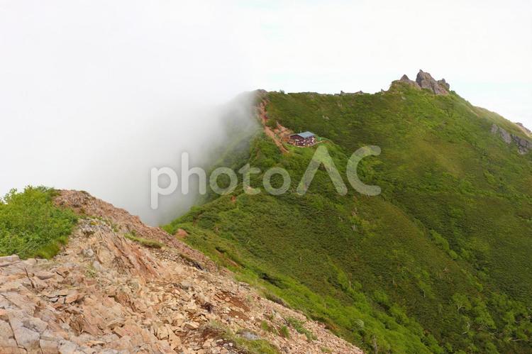 権現岳からキレット小屋への尾根 自然,風景,登山の写真素材