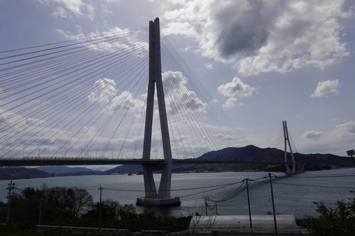 しまなみ海道の大橋 橋,吊り橋,大橋の写真素材
