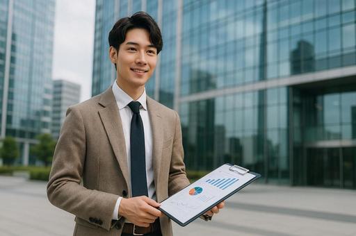 自信満々のビジネスマンの写真