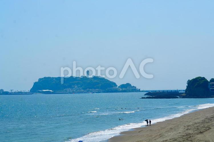 江ノ島の見える風景 江ノ島,海,風景の写真素材