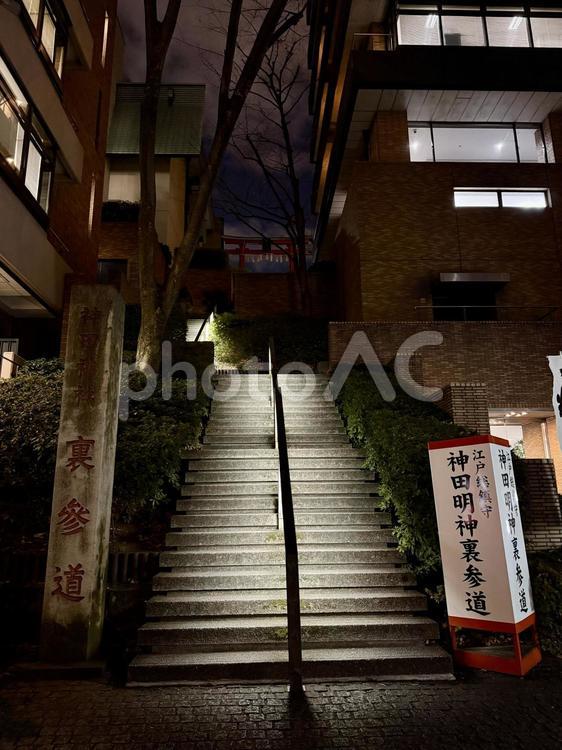 神田明神　夜の裏参道 夜,夜景,裏参道の写真素材
