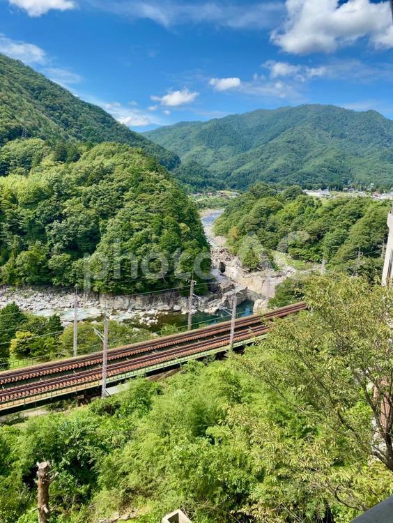 田舎の線路 線路,自然,自然風景の写真素材