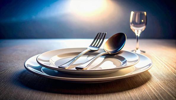 食器 白い皿 フォーク スプーン 食器 白い皿 フォーク スプーンの写真