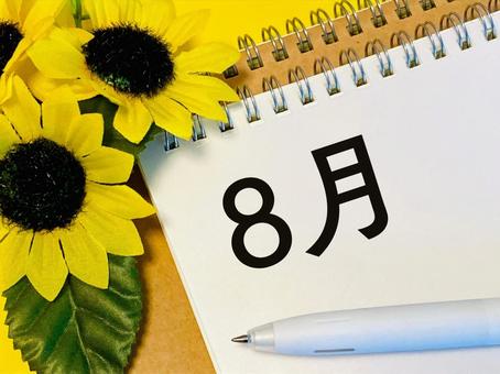 8月の文字+ひまわり 8月の文字+ひまわり 8月,向日葵,夏の写真素材
