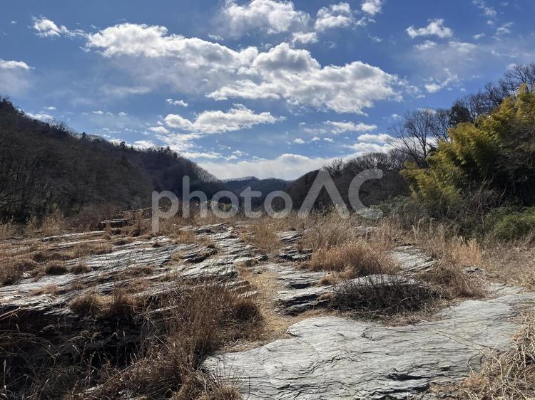 冬の長瀞岩畳の風景 長瀞,岩畳,岩の写真素材