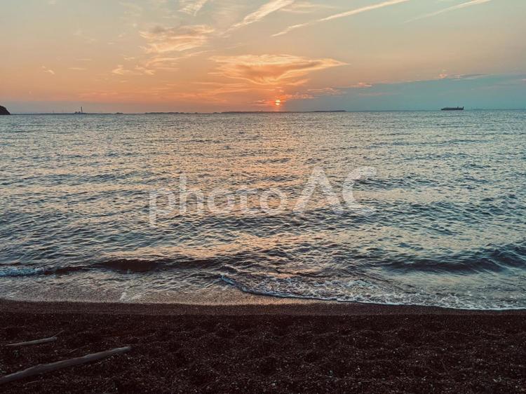 三河湾の夕暮れ6 三河湾,海,波の写真素材