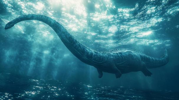 海中のエラスモサウルス3 海中のエラスモサウルス3の写真