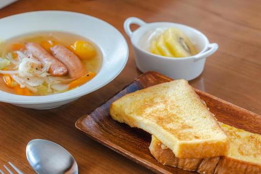 French toast and sausage soup breakfast, JPG
