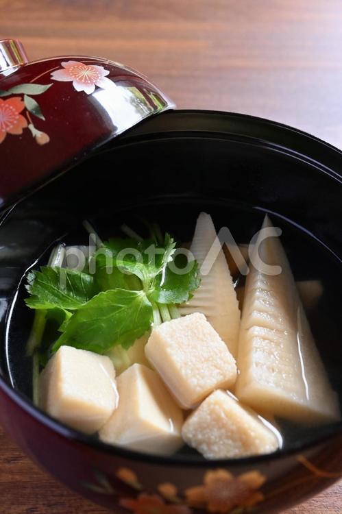 筍と高野豆腐のお吸い物 お吸い物,すまし汁,おすましの写真素材