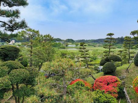偕楽園の仙奕台から月池を遠望 偕楽園の仙奕台から月池を遠望 偕楽園,仙奕台,月池の写真素材