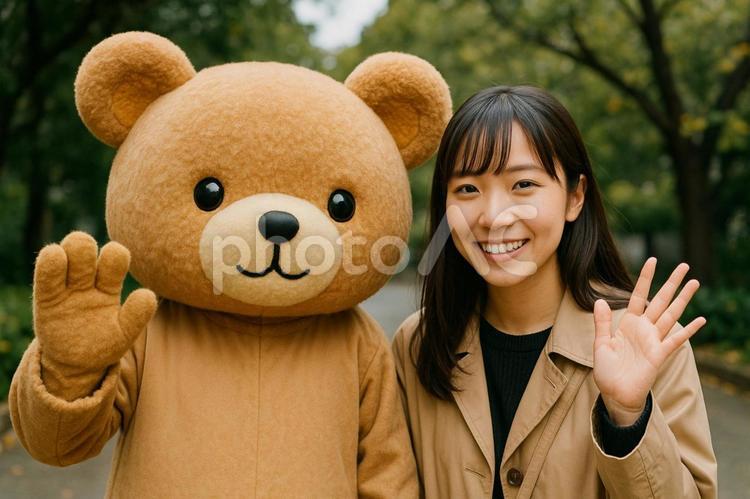着ぐるみ 着ぐるみ,くま,マスコットの写真素材