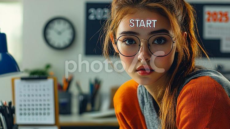 「2025年 START」のメッセージ 2025,スタート,書き込みの写真素材
