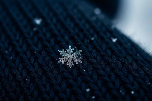 黒いニットに舞い降りた雪の結晶 黒いニットに舞い降りた雪の結晶の写真