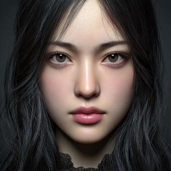 透明感のある肌を持つアジア人女性の顔 透明感のある肌を持つアジア人女性の顔の写真