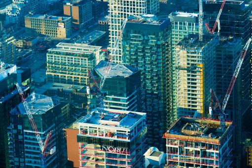 Construction site and high rise buildings, JPG