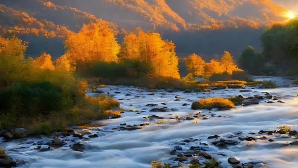 beautiful autumn sunrise, JPG beautiful autumn sunrise, autumn, chuan, nostalgic, JPG