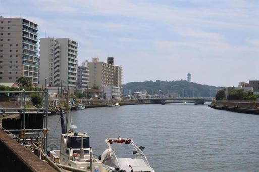 江ノ島河口 江ノ島河口 河口,藤沢,えのしまの写真素材
