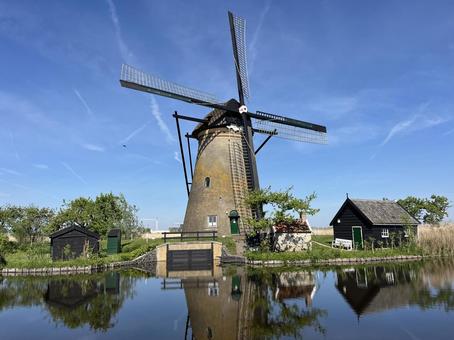 キンデルダイク＝エルスハウトの風車網 キンデルダイク,風車,オランダの写真素材