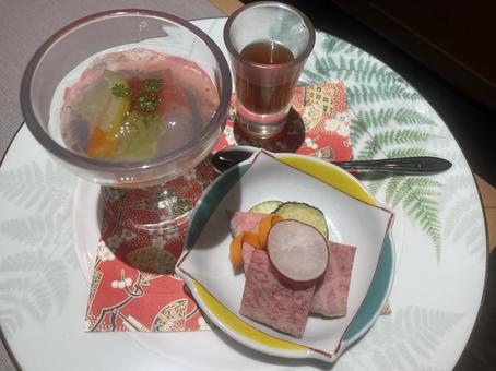 ローストビーフと野菜ゼリー 野菜ゼリー,ローストビーフ,和牛の写真素材