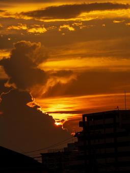 Sunset seen from the Edogawa River bank in Koiwa, JPG