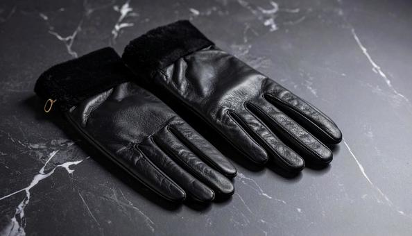 裏地がシルクカシミヤの黒い高級革手袋 裏地がシルクカシミヤの黒い高級革手袋の写真
