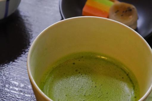 茶道の雰囲気を感じる抹茶とお菓子 抹茶,茶道,和菓子の写真素材