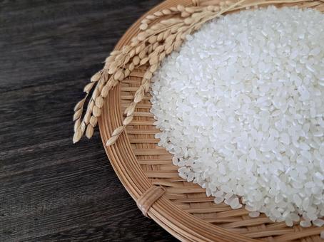 お米と稲穂_焦茶木目バック_11 お米と稲穂_焦茶木目バック_11 秋,秋の味覚,新米の写真素材