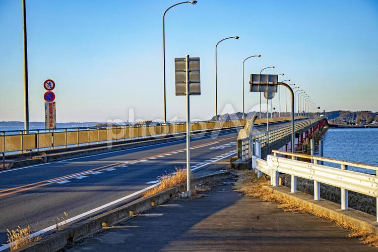 茨城県行方市側から見た霞ヶ浦大橋 霞ヶ浦大橋,霞ヶ浦,霞ケ浦の写真素材